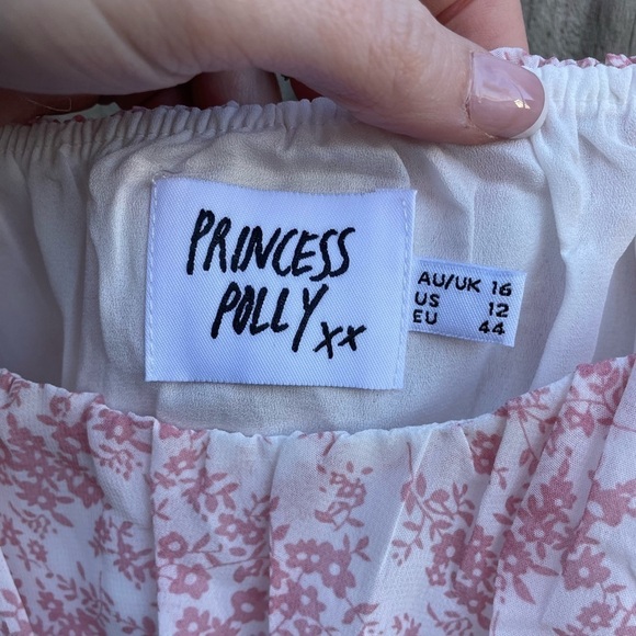 PRINCESS POLLY Y2K IVY HOLLOW RUCHED MINI DRESS WHITE/PINK - Picture 6 of 13